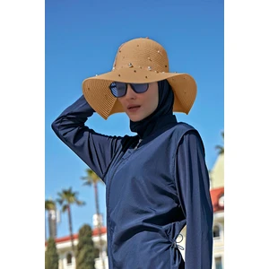 Remsa Mayo Incili Hasır Şapka Camel Rş-62