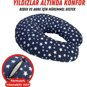 Bebek Emzirme Yastığı Bebek Destek Minderi Fermuarlı Yıkanabilir Kılıf 55X60
