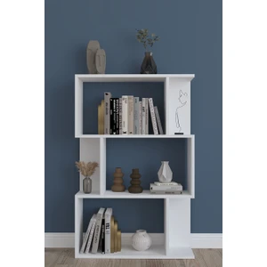Mano 3 Raflı Asimetrik Kitaplık - Beyaz