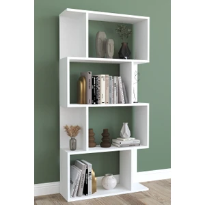 Kadu 4 Raflı Asimetrik Kitaplık - Beyaz