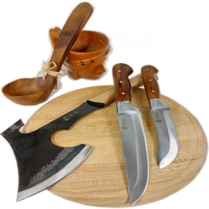 Kurban Bıçak Seti 3'lü Outdoor Balta Kasap 2nolu Bıçak Yüzme Bıçağı