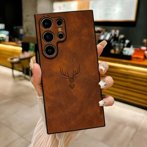 Samsung Galaxy S24 Ultra Retro Geyik Deseni Pu Cep Telefonu Kılıfı (Yurt Dışından)