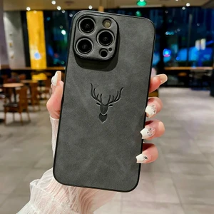 iPhone 15 Pro Max Retro Geyik Deseni Pu Cep Telefonu Kılıfı (Yurt Dışından)