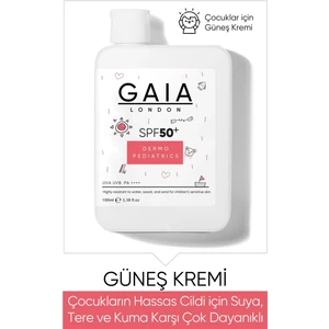 Gaia London Çocuklar Için Cildi Için Suya, Tere ve Kuma Karşı Çok Dayanıklı 50SPF Uva/uvb 100ML Güneş Kremi