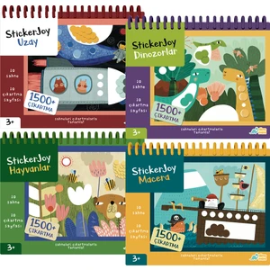Stickerjoy Uzay - Dinozorlar - Hayvanlar - Macera Sahneyi Çıkartmalarla Tamamla! 4 Kitap