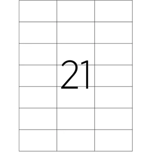 Etiket Lazer Etiket KJ 2124 100 A4 Sayfa Laser Etiket 70 x 42.43 mm Boyutunda 1 A4 Sayfada 21 Etiket
