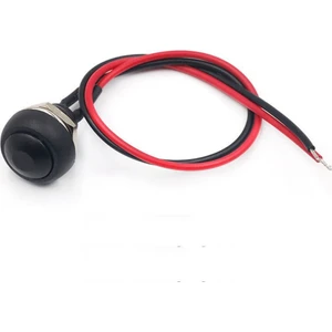 12MM PBS-33B 2 Pin Push Buton Siyah 20CM Kablolu On Off 1A 250V Mini Yuvarlak Su Geçirmez Anahtar