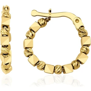 Fiyonk Kuyumculuk 14 Ayar Altın Dorika Küp Detaylı Küpe