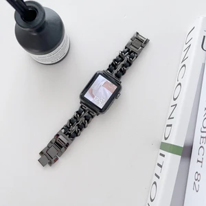 PSGT Apple Watch 2/3/4/5/6/7/8/9/SE42-44-45-49MM Lüks Metal Deri Paslanmaz Kordon Modern Fit