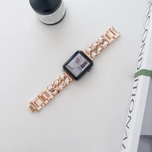 PSGT Apple Watch 2/3/4/5/6/7/8/9/SE42-44-45-49MM Lüks Metal Deri Paslanmaz Kordon Modern Fit
