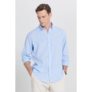 Altınyıldız Classics Comfort Fit Rahat Kesim Düğmeli Yaka Keten Gömlek