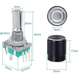 EC11 Rotary Encoder Butonlu 20 Adım Pot Başlıklı Pwm 360 Derece Döner Butonlu Dijital