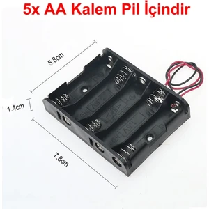 5'li Aa Kalem Pil Kutusu Yuvası 7.5V Kablolu Kalem Pil Tutucu