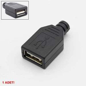 Kutulu USB Type A Dişi Soket USB 2.0 4 Pin Plastik Kapak Dıy Tip Elektronik