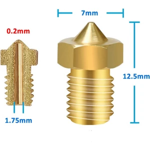 0.2mm x 1.75MM M6 Prinç Nozzle 3D Yazıcı Printer 1.75MM Filament Uyum Mk8 Cr-10 CR-10S Ender