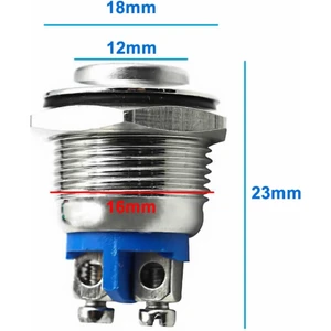 16MM Metal Panel Montaj Yüksek Kafa Push Buton No Dc 6A 12V Ac 3A 250V IP67 Su Geçirmez