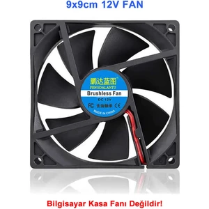 Dc 12V Fan 90X90MM 9025 3200RPM 9X9CM Sessiz 2 Pin Fırçasız Soğutma Kuluçka Ekran Kartı