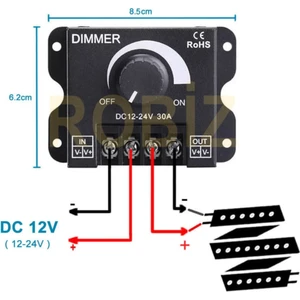 Dc 12V 24V 30A LED Sürücü Dimmer 360W 720W Voltaj Ayarlı Ampul
