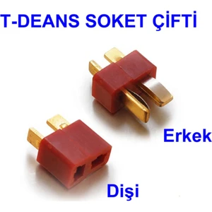T-Deans Konnektör Çift Dişi Erkek Soket Lipo Pil Batarya Bağlantı