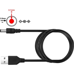 USB 5V To 5.5x2.1mm Adaptör Çevirici Kablo 1.8 Metre Güç Kablosu Kamera Tablet Cep Telefonu