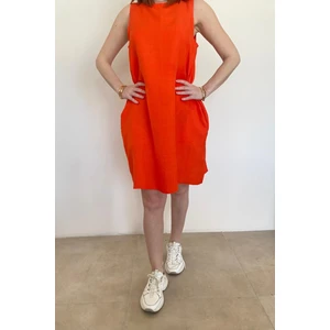 Ded Collection Kadın Keten Kolsuz Yazlık Elbise