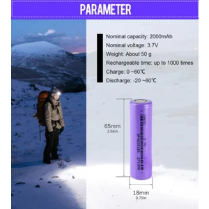 Düz Başlık18650 pil 2000mAh 3.7V güç şarj edilebilir pil far,el feneri ve benzeri tüm cihazlar