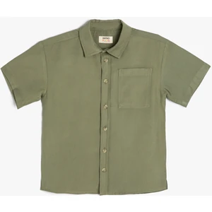 Viskon Gömlek Kısa Kolu Tek Cep Detaylı