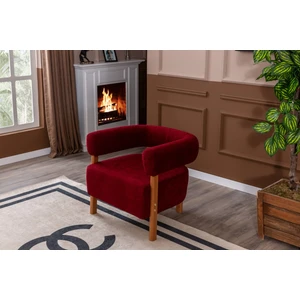 Sweet Mod Ahşap Ayaklı Bukle Berjer Bordo