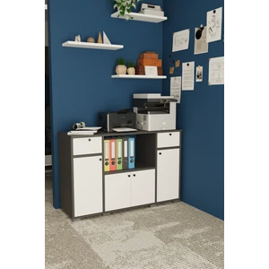 Nora Çok Amaçlı Ofis Evrak Dolabı Antrasit - Beyaz