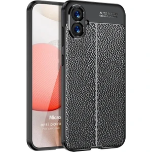 Samsung Galaxy A05 Kılıf Deri Dokulu Silikon Siyah