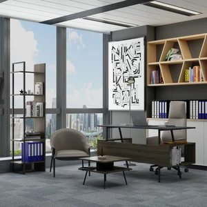 Irony Poly Ofis Takımı Antrasit Ceviz