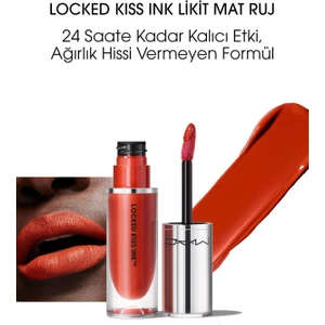 MAC Locked Kiss Ink 24 Saate Kadar Kalıcı Suya Dayanıklı Likit Mat Ruj - Brazen - 4ml - 773602646043
