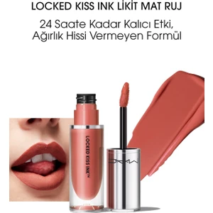 MAC Locked Kiss Ink 24 Saate Kadar Kalıcı Suya Dayanıklı Likit Mat Ruj - Meticulous - 4ml - 773602646005