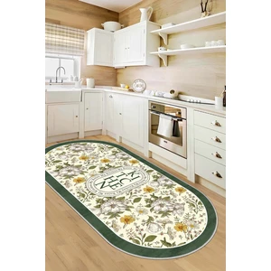 Confidence Home Makinede Yıkanabilir Kaymaz Taban Leke Tutmaz Yeşil Mutfak Halısı Mutfak Yolluk ve Balkon Halısı