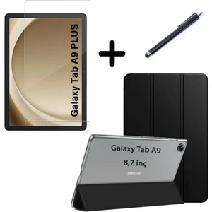 Samsung Galaxy Tab A9 8.7inç X110 Kılıf Set Pu Deri Smart Tablet Kilifi Ekran Koruyucu + Kalem X113 X115 X117