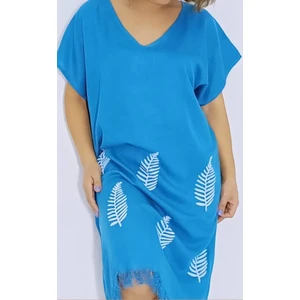 Nevin Acar Büyük Beden Yaprak Desen Peştemal Plaj Elbisesi