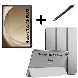 Samsung Galaxy Tab A9 Plus 11inç X210 Kılıf SET PU Deri Smart Tablet Kilifi Ekran Koruyucu + Kalem X215 X216