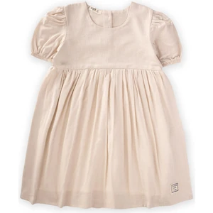 Flamlı Elbise 2-7 Yaş Ekru