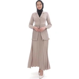 Pliseli Zincir Detaylı Takım 118-BEJ