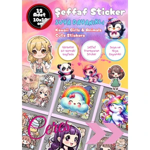 Ceres Studio Şeffaf Kawaii Girls Su Geçirmez Sticker Kawaii Cute Girls & Animals Etiket Seti