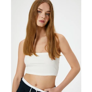 Crop Straplez Üst Ribanalı Pamuklu