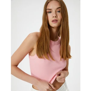 Crop Basic Halter Yaka Atlet Ribanalı Pamuklu Slim Fit