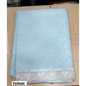 Fransız Güpürlü Kdk Dertsiz Masa Örtüsü (155X215)-TURKUAZ