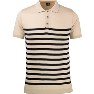 Çizgi Triko Erkek Yazlık Triko Tişört Kıvrılmaz Polo Yaka Regular Kalıp