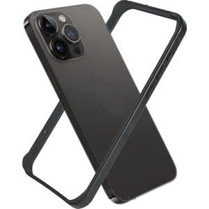 M.tk moveteck Iphone 15 Pro Kılıf Metal Görünümlü Silikon Çerceveli Bumper Kılıf Köşe Korumalı Çıkıntılı Krom Mika