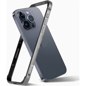 M.tk moveteck Iphone 15 Pro Kılıf Metal Görünümlü Silikon Çerceveli Bumper Kılıf Köşe Korumalı Çıkıntılı Krom Mika