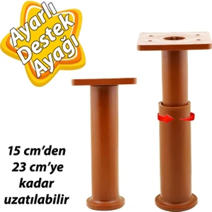 Modül Ayarlanabilir Destek Ayağı 15 x 23 cm Kahverengi Ayak Mobilya Kanepe Baza Koltuk Ünite Ayakları