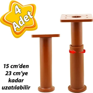 4 Adet Modül Ayarlanabilir Destek Ayağı 15 x 23 cm Kahverengi Ayak Mobilya Kanepe Baza Koltuk Ünite Ayakları
