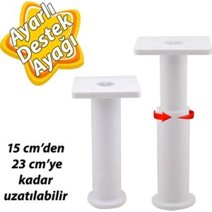 Modül Ayarlanabilir Destek Ayağı 15 x 23 cm Beyaz Ayak Mobilya Kanepe Baza Koltuk Ünite Ayakları