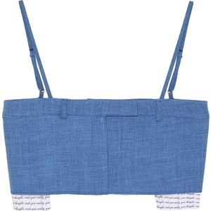 Kumaş Matchli Askılı Crop Bluz Indigo